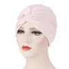 Ethnische Kleidung Muslimische Frauen Twist Knot Chemo Caps Krebs Hut Turban Motorhaube Kopftuch Wickelmützen Skullies Arabische islamische Mütze