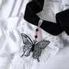 Naszyjniki wisiorek gotycki czarny pusty wzór motyla biżuteria