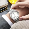 Zegarstki na rękę światło Watch Full Luminous Face 40 mm łatwy czytnik Pasek ze stali nierdzewnej 3ATM 230517