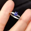 Cluster Rings högkvalitativa Royal Blue 925 Silver Ring Natural Sapphire High-End Elegant Fashion Compact