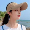 Brede rand hoeden emmer mode vouwen ontwerp vrouwen lege top zomer stevige kleur grote zonnebrandcrème elastische stof sport zon cap 8010 230517