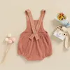 Rompers Born Toddler Baby Boy Girl Romper Jumpsuit Spädbarn Bomull Linnkläder ärmlös Ficka fast färg Romper Outfit Sunsuit 230517