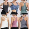 LU-004 Kvinnors yoga kläder ärmlösa skjortor Solid Color Sports Vest Running Excerise Fiess Girls Jogging Trainer Sportswear nära passande snabb torr andas