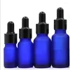 Bottiglie di stoccaggio Fiale di olio essenziale Riutilizzabili Imballaggio cosmetico in vetro blu gelo 5ml10ml20ml30ml50ml100ml Contagocce in gomma per emulsione Esscnce