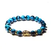 Strand hommes bouddha tête bracelet à breloques bijoux en perles 8mm oeil de tigre pierre perles Bracelets cadeau femmes Stretch Yoga