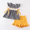 Dopasowanie rodzinnych strojów Girlymax Summer Baby Butique Butique Ubrania Ubrania Zestaw Milk Silk Bee Plaid Sibling 230518