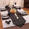 Nieuwe Halloween -vleermuistafelloper Black Spider Web Lace Tafelkleed open haard gordijnen Halloween Party Home Decor Horror Props