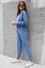 Women's Two Piece Pants Women Two-piece Sports Clothes Set Solid Color Round Collar Pullover and Elastic Waist Pants S/ M/ L/ XL/ XXL Autumn Suits 230518