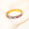 Bangle 18K Gold Plated Enamel Abstract Art Graffiti Colorful Geometric Stainless Steel Bracelet For Women Fashion Trendy Jewelry