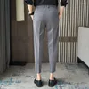 Mäns kostymer våren Autumn 2023 Men's Suit Pants Slim Business Office Elastic midja Solid Color Classic Korean Trousers Mankläder