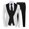 Męskie garnitury Slim Fit Formal Men na wesele z szeroko otwartymi klapami 3 sztuki Tuxedo Męski mody mody Pants 2023