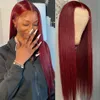 Peruvian Straight Hair Lace Front Wig Human Hair Wigs 99J Burgundy Pre-Plucked 13x4