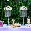 Silverguld Tall Crystal Chandelier Flower Vase Centerpieces Metal Flower Stand för bröllopsbord Händelse Födelsedag Hemdekoration Ocean Express