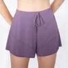 Shorts de course Sports surdimensionnés pour femmes avec doublure Fitness Pantalons de yoga Double couche Anti-éblouissement Absorption de la sueur