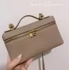 Loro Lunchbox-Tasche Damentasche L19 LP Designer-Make-up-Tasche Echtes Straußenleder Canvas Straußenhandtasche Zwei-Wege-Reißverschluss-Rucksack