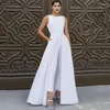 Abito da sposa Tute eleganti per la sposa 2023 Con tasche della gonna Pantaloni da sposa a-line senza maniche Raso di alta qualità Vestido De Novia