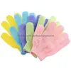 Andere badtoiletbenodigdheden Exfoliërende handschoenen Mitt douche Scrub vingers handdoek Peeling Body Globe Badkameraccessoires Drop Dhdit Lever Dhdit