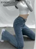 Dresses Zoenova Flared Jeans Woman High Waist Denim Trousers for Female Blue Black Elastic Skinny Fashion Classic Leisure Wide Leg Pants