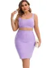 Dresses Bandage Dress Sets Plus Size 2022 New Sexy Sleeveless Crop Top Mini Skirt Outfit Summer Women Purple Bodycon Party Two Piece Set