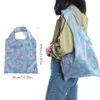 Foldable Flower Cloth Square Pocket Reusable Vegetable Packaging Bag Women Supermarket Portable Shopping Bags Large Tote Handbag LT0015