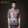 Heren t shirts pinli 2023 zomer korting klaring slank geprinte camouflage hoogwaardige casual mannen korte mouw t-shirt polyester coole jongen