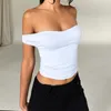 Women's Tanks WUHE Bowknot Back Off Shoulder Crop Tops And Tees 2023 Summer Women Fashion Sexy Backless T-shirt Camis