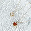 Zestawy biżuterii ślubnej sercowe karnelowskie naszyjnik dla kobiet ze stali nierdzewnej czerwone kamienne serce elegancka minimalistyczna biżuteria Pozycja 230517