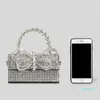 Luxury Diamonds Bow Box Bolsa de noite Designer de shinestone Bolsas femininas Bolsas de ombro Shinny Bolsa Crossbody Bolsa Pequenas Bolsas