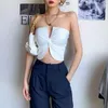 Débardeurs pour femmes Y2k Crop Tops Sexy Bow Back Bra Top Vêtements d'été pour femmes Poitrine Pad Spicy Girls Street Shooting T-shirt Mode Femme