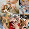 Baby Teethers Toys TYRYHU 1PC Silicone Teether Rudder Shape Wooden Ring Kid Gift BPA Free Children Goods Teething Toy 230518