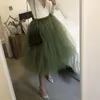 Saias Pretty Tulle Army Green Puffy Long for Women Faldas Tutu Salia Jupe Femme High Street Custom Made Made