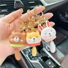 New Cartoon Corgi Dogs Keychain Resin Pet Doll Bells Pendant Keyring for Women Girl Backpack Charm Couple Toy Gifts Accessories