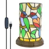 Bordslampor Creative Gift European Vintage Stained Glass Led Three-Tone Light Night El Bedside Lamp i Bed and Breakfast