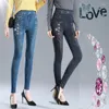 Leggings femininas Stromestone imitação de jeans Mulheres para calças casuais
