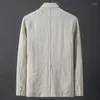 Costumes pour hommes Blazer veste printemps été solide mince décontracté affaires mince Terno Masculino respirant blanc coton lin costume manteau