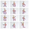 New A-Z Tassel Letters Keychain Colourful Flower Filled Initials Keyring Gradient Butterfly Pendant Women Handbag Accessories Gifts