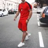 2023 été hommes survêtements hommes vêtements 2 pièces ensemble Patchwork à manches courtes T-shirt Shorts mode décontracté Sport porter