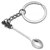 Nya modemän 30mm nyckelring DIY Metallhållare kedja Vintage Kitchen Spoon Crown 57x9mm Silver Color Pendant Gift