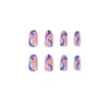 False Nails Fake Nail Medium Purple Blue Wave Line Sticker Finished 24 With Glue SANA889