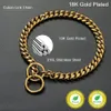 Hundhalsar Leases Dog Chain Collar Black Gold 10mm Cuban Link Dog Collar Rostfritt stål Metall Slip Chain Collar för hundar Tungt tugga bevis 230518