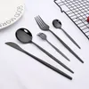 Dinnerware Sets 30pcs Gold Dinnerware Set Stainless Steel Steak Knife Fork Coffee Spoon Teaspoon Flatware Dishwasher Safe Kitchen Tableware Set 230517