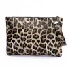 Mode cosmetische tassen vrouwen pu luipaard zebra print avond retro rits ritshandtas opbergzak grote make -up envelope tassen van tote make -up