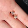 Stud Küpe Gerçek 925 Gümüş İğne Takı Kadınlar Moda Sevimli Tiny Clear Crystal Flower CZ Hediye Kızlar Gençler Lady