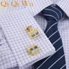 Cuff Links Jóia Camisa francesa Cufflinks para homens Brand Blue Crystal Cuff Botão de link de alta qualidade Casamento de luxo 230518