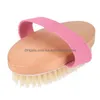 Brosses De Bain Éponges Épurateurs Doux Brosse À Poils Naturels Peau Sèche Corps En Bois Douche Spa Pour Masr Drop Delivery Maison Jardin Bain Dhnps