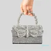 ラグジュアリーダイヤモンドボウボックスイブニングバッグデザイナーラインストーンビーズ女性ハンドバッグシニーショルダークロスボディバッグスモールフラップ財布