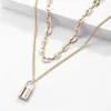 Chains Korean Version Classic Retro Multi-layer Tassel Necklace Female Trend All-match Nose Buckle Chain Belt Lock Set Jewelry