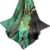 Bufandas Seda Seda Bufanda Invierno Diseño de lujo Blackish Green Stary Sky Print Lady Beach Shawl Fashion Femenina suave Hijab