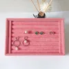 Jewelry Stand Velvet Flat Trays Box Earring Rings Storage Case Display Convenient Charming Women Makeup 230517