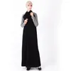 Etniska kläder dubai kvinnor muslimska långärmad maxi klänning islamisk jilbab kaftan casual lös bönrock vintage kalkon damer